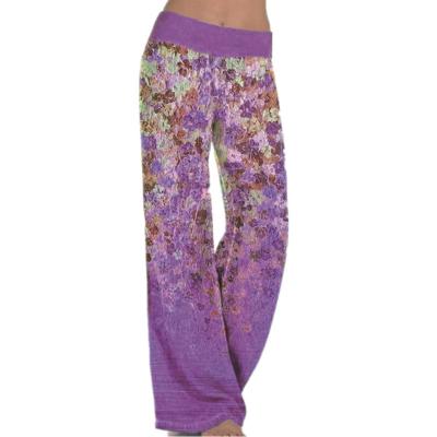 China QUICK DRY Hot Sales Women Loose Printed Yoga Wide Leg Pants Fashion All-match Solid Color Sports Casual Pants for sale