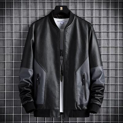 China QUICK DRY Ready To Ship PU Jacket Cheap Slim Casual All Match Stand Collar Flight Black Leather Jacket For Men for sale