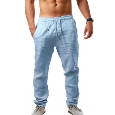 China 2021 New Anti-Wrinkle Men's Cotton Canvas Pants Male Summer Solid Color Pants Breathable Canvas Fitness Streetwear for sale