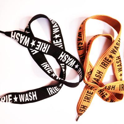 China Leisure Trend Custom Polyester Printed Cord Clothing Accessories Solid Flat Rope Printed Letter LOGO White Cords for sale