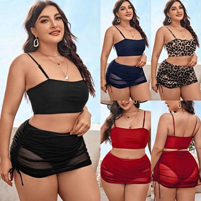 China Other JL817 plus size swimwear plus size two piece swimsuits tank top and lace skirts beach wear for sale