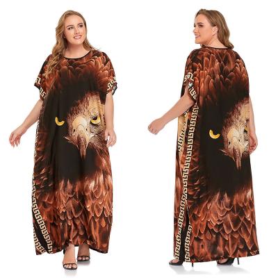 China JL807 Summer Breathable Muslim Tiger Image Print Eagle Dress Long Animal Print Dress Plus Size for sale