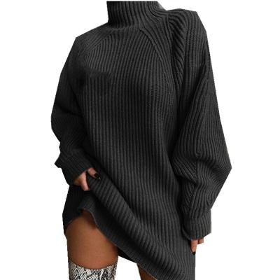 China JL067 Anti-wrinkle Rounded Turtle Neck Long Soft Ladies Sweater Plus Size Dress Custom Knitted Women's Sweaters for sale