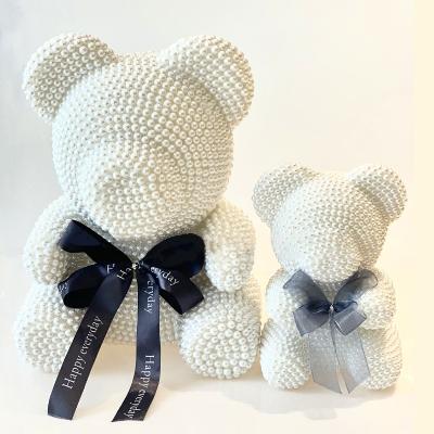 China The Pearl Fashion Gift Handcrafts The Foam Teddy Bear Pearl Rose Bear With Gift Box For Valentine's Day 22cm Rose Bear for sale