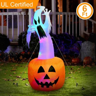 China Polyester 180CM/6FT Halloween Inflatables Waterproof Outdoor Yard Decoration with LED Halloween Inflatables Ghost for sale