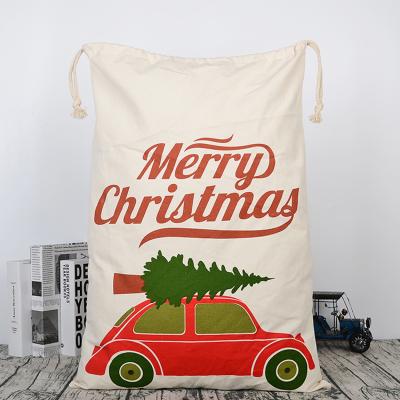 China New Santa Claus Gift Bag Drawstring Christmas Recycled Gift Bag For Christmas Decoration for sale