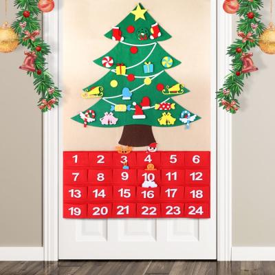 China Factory Supply 60*90cm Felt Countdown Christmas Home Children's Direct Gifts Supply Fabric Felt Christmas Tree Advent Calendar for sale