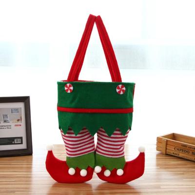 China Christmas Decoration Supplies Sublimation Santa Pants Style Lovely Xmas Christmas Decor Treat Bag Elf Wine Felt Gift Candy Bags for sale