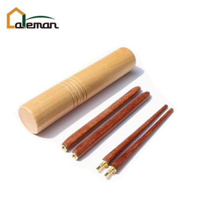 China Gift Portable Screw Folding Wooden Chopsticks, Portable Wooden Sandalwood Chopsticks w/Circular Carry Case /Box OEM Orders Accepted for sale