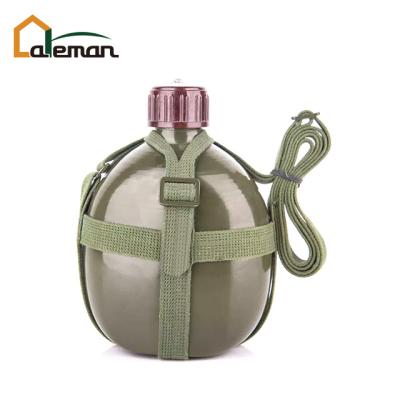 China spec. 1 liter army aluminum water bottle with adjustable shoulder strap, military aluminum water canteen OEM orders accepted for sale