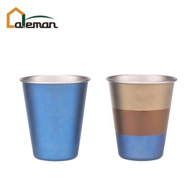 China Colorful 350ml/450ml Blue Colored Single Wall Titanium Tumbler Drinking Hiking Picnic Beer Mug Mug Backpacking Ultralight Stackable OEM for sale