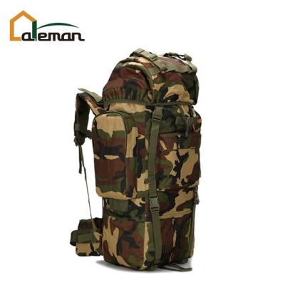 China 65L Large Capacity Alpine Mountaineering Woodland Camouflage Jungle Backpack Molle Backpack Pack w/Rain Cover Waterproof Climbing for sale