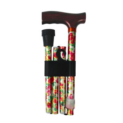 China Wooden Handle Folding Decorative Folding Walking Cane, 4 Parts Folding Walking Stick BSCI Factory Direct for sale