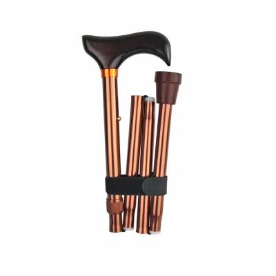 China Wooden Handle Collapsible Elder Foldable Walking Cane, Foldable Walking Stick for Elderly and Adjustable Cane for sale