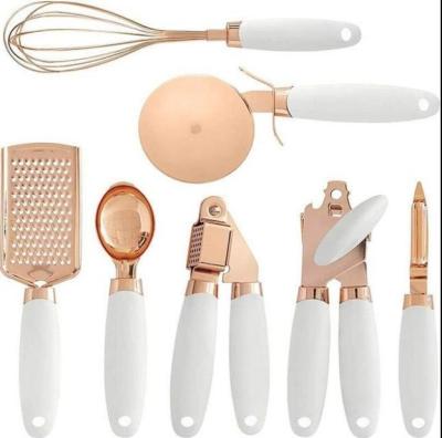 China Sustainable 2023 Simple and practical stainless steel kitchen gadget 7-piece set rose gold for sale