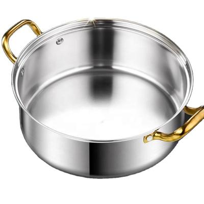 China Modern Kitchenware Commercial hot pot Party Cooking soup Soup pot Cookware Stainless steel split hot pot 304 edge the stove pan for sale