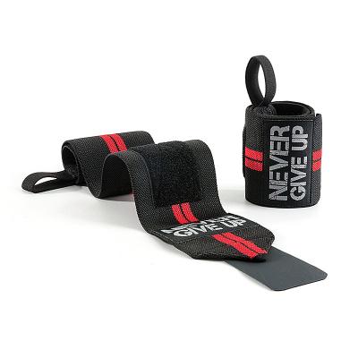 China Sports Workout Double Red Stripe Nylon Fitness Wrist Support Wraps Gym Wrist Straps for sale