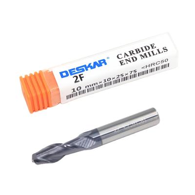 China CARBIDE DESKAR 2F-10mmX10X25X75 HRC50 HRC 50 Solid End Mills 2 Flute Tungsten Carbide Cutters for sale