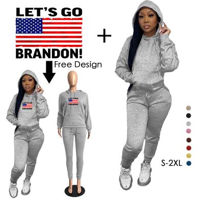 China Anti-Shrink Let's Go Brandon Wholesale Fashion Women's Crewneck Hoodie Sweatshirt Letter Print Crewneck Long for sale