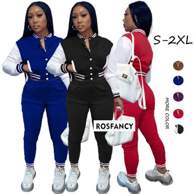 China 2021 Autumn Breathable Fashion Long Sleeve Winter Jogger Set Outfit Cotton Varsity Two Piece Set for sale