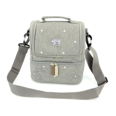 China 2020 New Polyester Custom Printed Large Portable Polyester Gray Custom Cheap Lunch Bag for sale