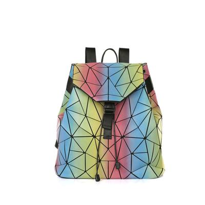 China New Fashion Water Resistant Backpack Korean Rainbow Bag Geometric Women's Shoulder Bag for sale