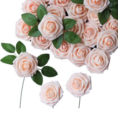 China Blulk 25pcs Chic Latex Soft High Quality Foam Rose Flowers for Wedding Decoration Centerpieces Artificial Flowers for sale