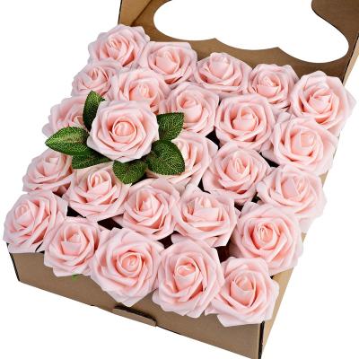 China Amazon Amazon 25pcs Hot Sale 25pcs Chic Hot Soft Latex Foam Rose Flowers For Wedding Decoration Centerpieces Artificial Flowers for sale