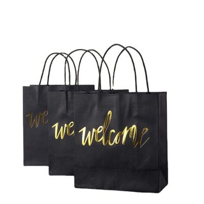 China Wedding Party Holiday Black Gold Hospitality Bags For Wedding Party Gift Bags For Hotel Guests Weekend Destination Wedding Favors for sale