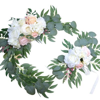 China 2022 Hot Selling Real Touch Real Silk White Ivory Roses Arch Flowers Wedding Centerpiece Flower Arrangement Ceremony Reception Party for sale