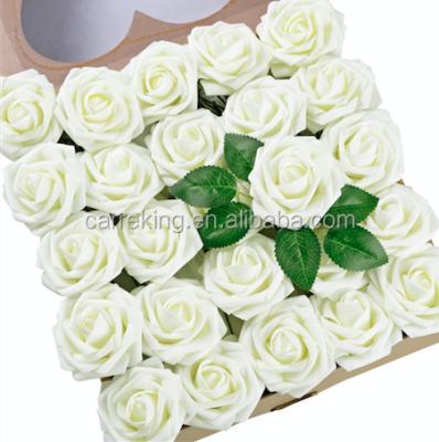 China Chic 25pcs/box Ivory Blushes Real Touch Foam Wedding Centerpiece Lavender Roses w/stem Decorative Flowers Artificial Christmas Flowers for sale