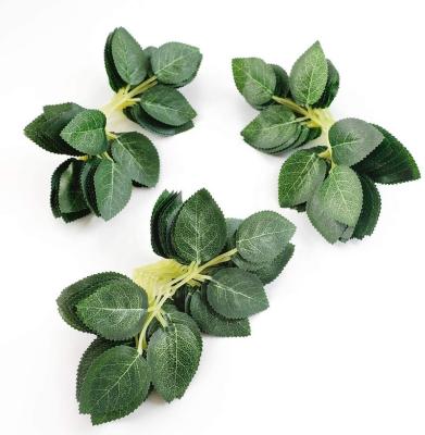 China Contemporary Artificial Green Leaves 50pcs Bulk Silk Greenery Rose Flower Leaves For DIY Wedding Bouquets Baby Shower Centerpieces Party for sale