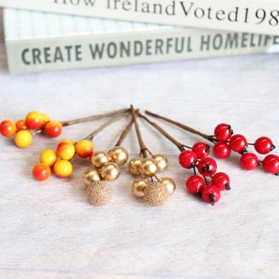 China Beautiful Colorful Artificial Berries for Tree Decorations Braid Craft Use Wedding Party Favor (Gold) for sale