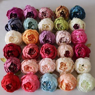 China China Factory Supply Real Touch European Peony Head Popular Silk Flower Head China Style Decorative Artificial Silk Flower Wall Rose for sale