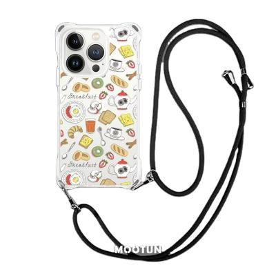 China Universal Lanyard Cotton Adjustable 133cm Shockproof Wrist Strap Phone Strap with Crystal Clear TPU/PC Phone Case for iPhone for sale