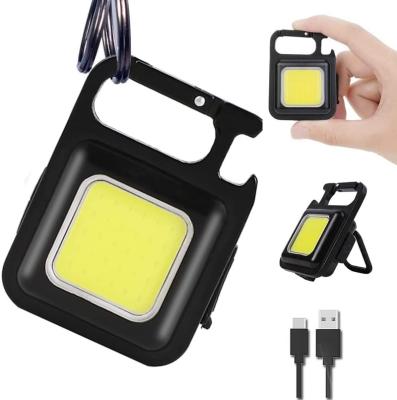 China Aluminum+PC 2022 New Arrival Portable USB Rechargeable Work Light Mini COB Keychain Light for Emergency Camping Fishing Walking for sale