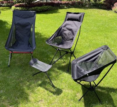 China Wholesale Oxford+Aluminum+Plastic High Back Ultralight Foldable Aluminum Camping Moon Outdoor Fishing Folding Chair for sale