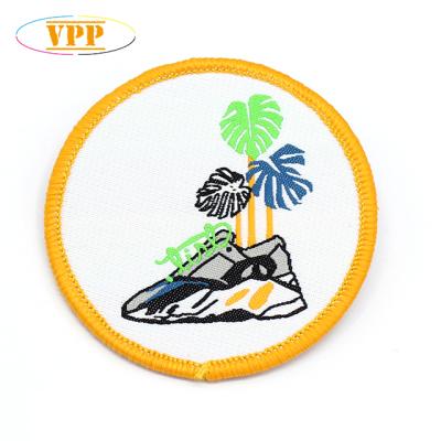 China new design 3D Iron-on custom woven patch with hook and loop for sale