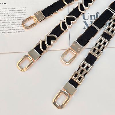 China Fashional Casual 2023 New Style Fashion Elastic Designers Belts Women Metal Splicing Women Belts Fashion Decoration Ladies Dress Waist Chain Belt for sale