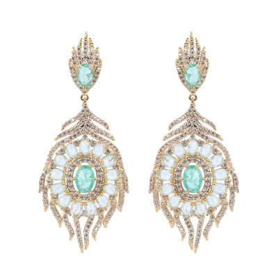 China Wholesale TRENDY Customize Geometric Zirconia Retro Women Drop Earrings DIY Colorful Stone Luxury Wedding Jewelri CZ for sale