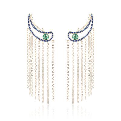 China Latest Trendy Product Unique Evil Eyes Tassels Girls Drop Earrings for sale