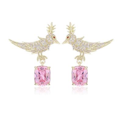 China Elegant Fashion Colorful Birds Micro Pave Stud Earring For Women for sale