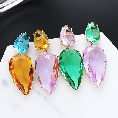 China TRENDY Customize Fashion Multicolor Zirconia Tourmaline Earrings Water Drop Style Summer Jewelry for sale