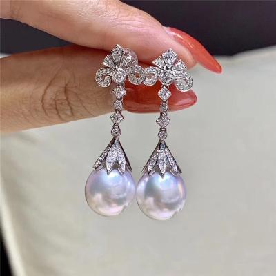 China Anti-Allergy Customize Sensitive Fresh Pearl Drop Earrings For Women Wedding Handmade Zircon Fashion Jewelry for sale