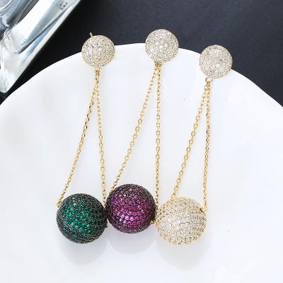 China TRENDY Customize Luxury Earrings Ball Shape Multicolor Stone Drop Earrings Fashion Jewelry For Wedding for sale