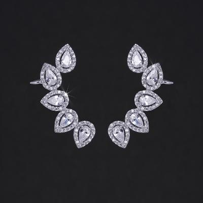 China Wholesale Elegant Bow Shape Crystal Cubic Zircon Party Cuff Earrings Hot Sale for sale