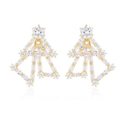 China New Product Stylish Women Gift New Product Elegant Geometric Sparkle Crystal Earring Jackets Clear for sale