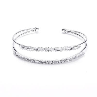 China Trendy Custom Logo 2 In 1 Zircon Bracelets Mother's Day Jewelry Gifts XIUMEIYIZU New Arrive Charms Women Bridal CZ Bracelets for sale