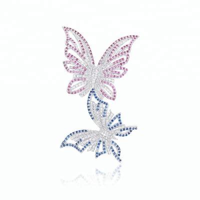 China Gift Fashionable Romantic CZ Platinum Plated Butterfly Shape Animal Brooches for sale