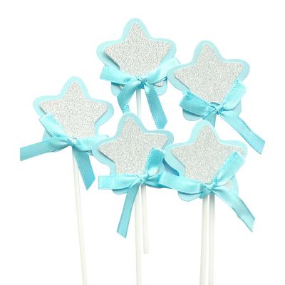 China Cake Decorating Bow Knot Five-pointed Star Birthday Card Small Dessert Table Baking Paper Baking Accessories for sale